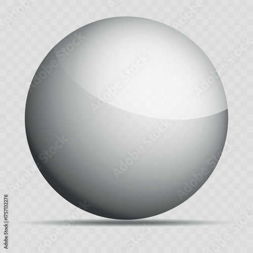 Transparency gray ball or precious pearl. Water bubble. Glass realistic ball, 3D abstract vector illustration highlighted on a transparent background. Big Crystal bubble with shadow.