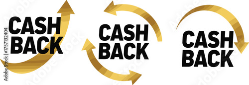 Cash Back Rewards Program Illustration, Golden Arrow Graphics for Financial Promotions & Rebate Offers, Loyalty Programs, Money Back Guarantee, Investment Returns, Business Incentives in Marketing Mat