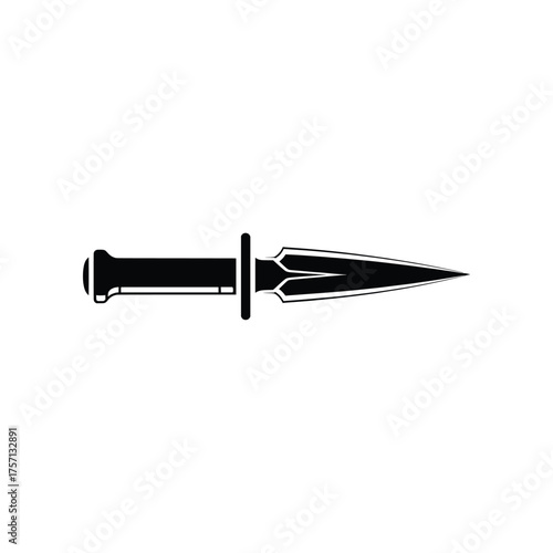 Stiletto Knife Dagger Solid Glyph Vector Icon