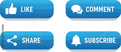 Engaging Social Media Interaction Buttons for Online Marketing: Like, Comment, Share, Subscribe - Essential Elements for Digital Engagement, Community Building, and Growing an Audience with Call to Ac
