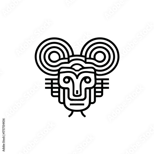 Abstract illustration of a stylized face with concentric circular elements