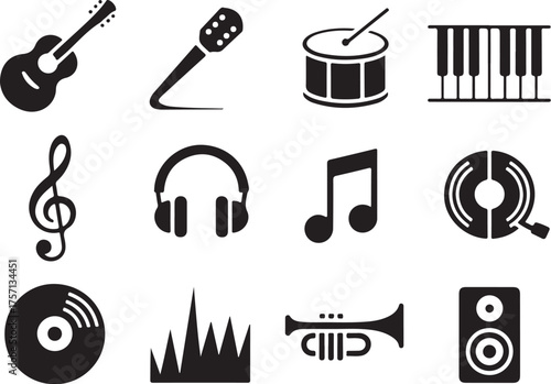 Modern music icons for creative projects