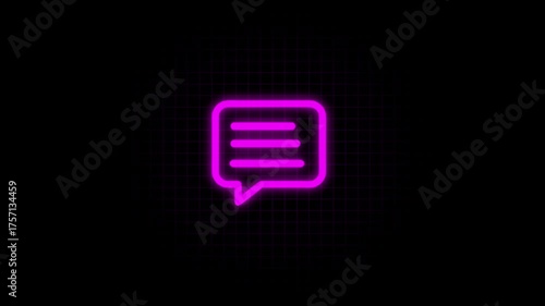 Chat icon. conversation icon animation. Message icon animated on black background. Text symbol, conversation concept. lines animation.