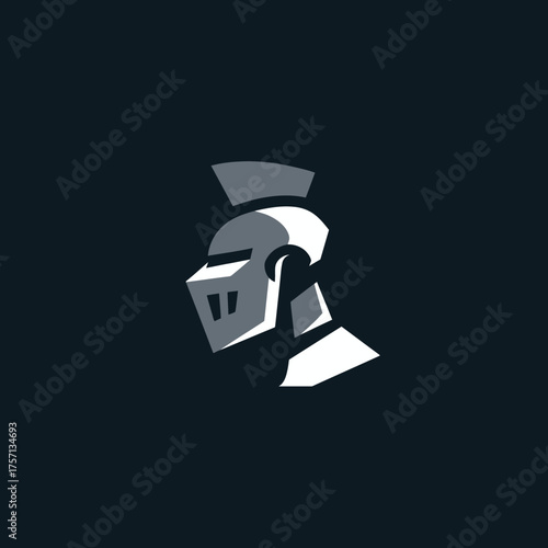 Stylized knight helmet icon symbolic illustration for protection and warfare