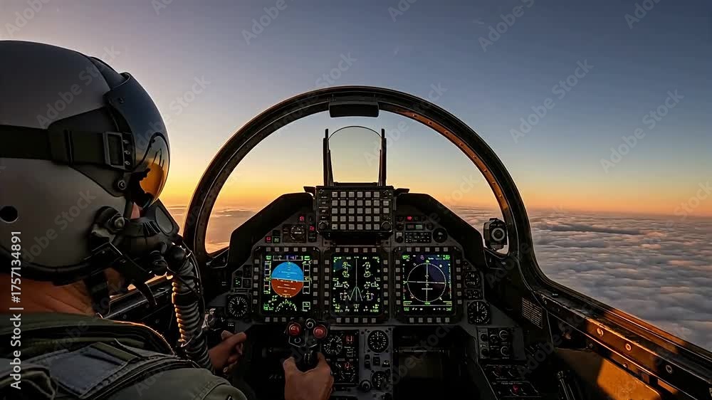 Two Point Perspective Cockpit Point of View from a Fighter Jet Cockpit During Flight Stock Video ...
