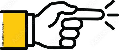 Pointing Finger Illustration for Business, Healthcare, Education, Technology:  Directing Attention with Symbolic Hand Gesture in Modern Graphic Style, Representing Choice, Guidance, Selection, Focus,