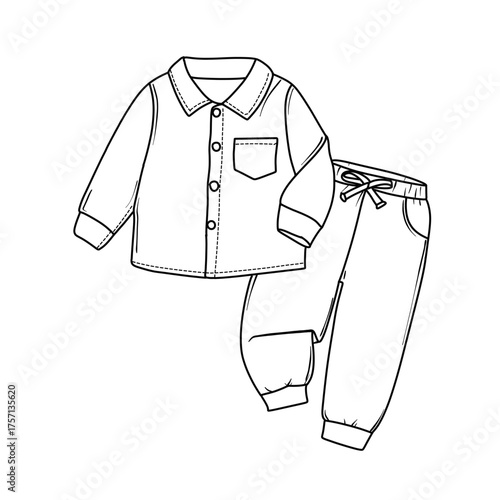 black and white pajamas set outline clip art preview