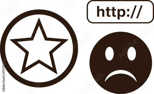 Frustrated Online User Experience: Star Rating Fails with Sad Feedback on Website, Internet Protocol Error, HTTP Connection Issues, Digital Disappointment for Technology Users Needing Help and Support