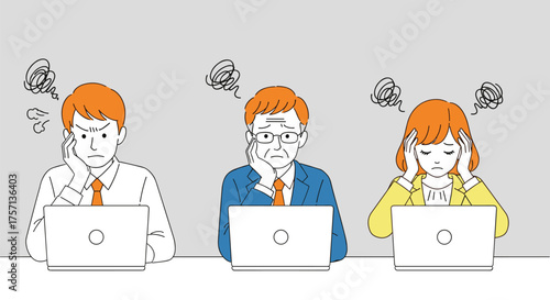 Frustrated Office Workers Facing Problems at Work, Stressed Colleagues Using Laptops, Dealing with Difficulties, Annoyed and Confused in Business Setting, Mental Health Challenges, Stressful Job, Dead