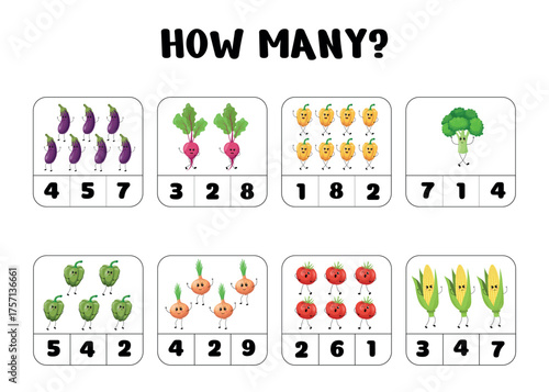 Fun Vegetable Counting Worksheet for Kids
