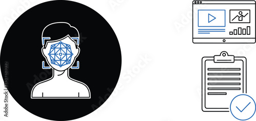 Facial Recognition Technology Validated for Secure Authentication and Biometric Identification in Modern Tech Environment for Business, Healthcare, Security & Privacy, Representing Cyber Safety and In