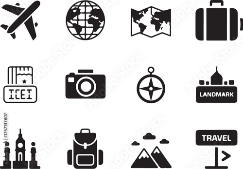 Explore world destinations with travel icons