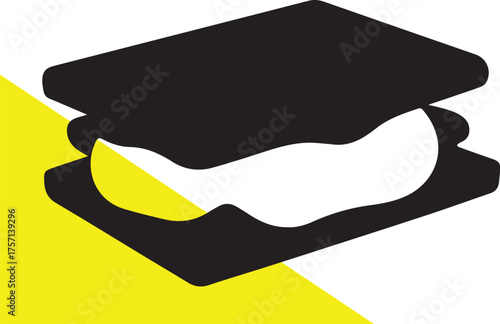 A simple black and white illustration of a sandwich silhouette