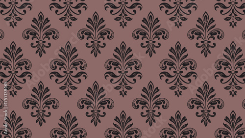 Dark brown fleur de lis pattern on a light brown background creating a wallpaper design look alike image