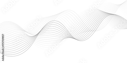 White wave curve lines banner background design. Abstract soft wave lines dynamic flowing gray light isolated background. Vector Illustration of the gray pattern of lines. Black stripes on white .