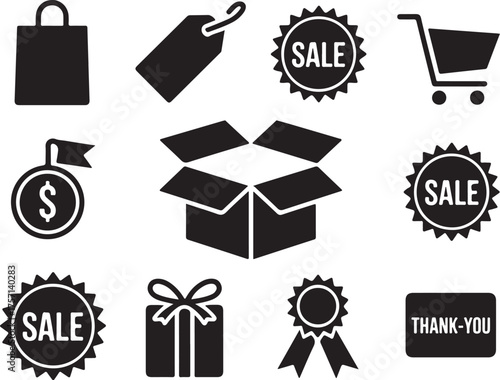 Shopping icons grab attention for sales and deals