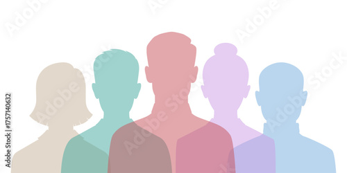 Group people silhouette graphic icon.  Business team isolated symbol on white background. Teamwork concept. Vector illustration