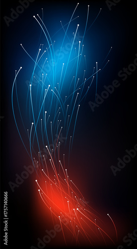Optical fiber for digital communications. Curved shapes of optical fiber carrying information. Information transmission technologies.