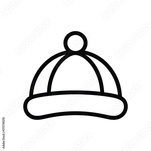 Simple line art baby hat vector illustration scalable eps icon for apparel and design projects silhouette White background