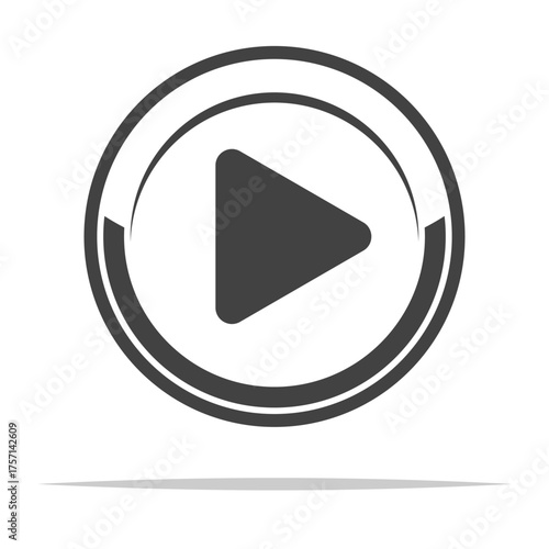 Round play button outline icon transparent vector isolated