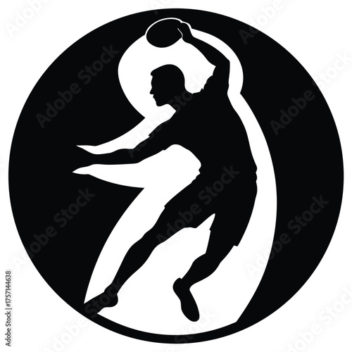 Silhouette of a Man Playing Frisbee on White Background