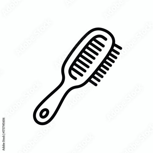 Simple black line art vector illustration of a hairbrush scalable eps icon for general use silhouette White background