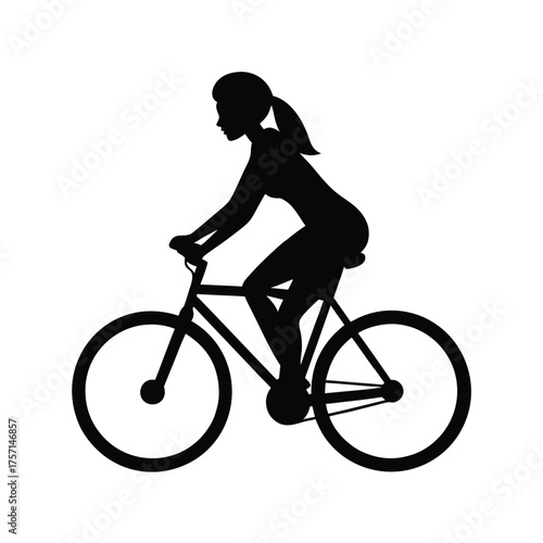 silhouette of a girl on a bicycle
