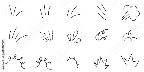 Set of Hand-Drawn Doodles for Sound and Motion	