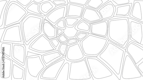Abstract geometric pattern with irregular shapes and thin lines in a radial arrangement design element
