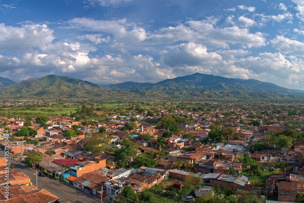 Obraz premium Colombia Cucuta. Panoramic of Village Town Landscape
