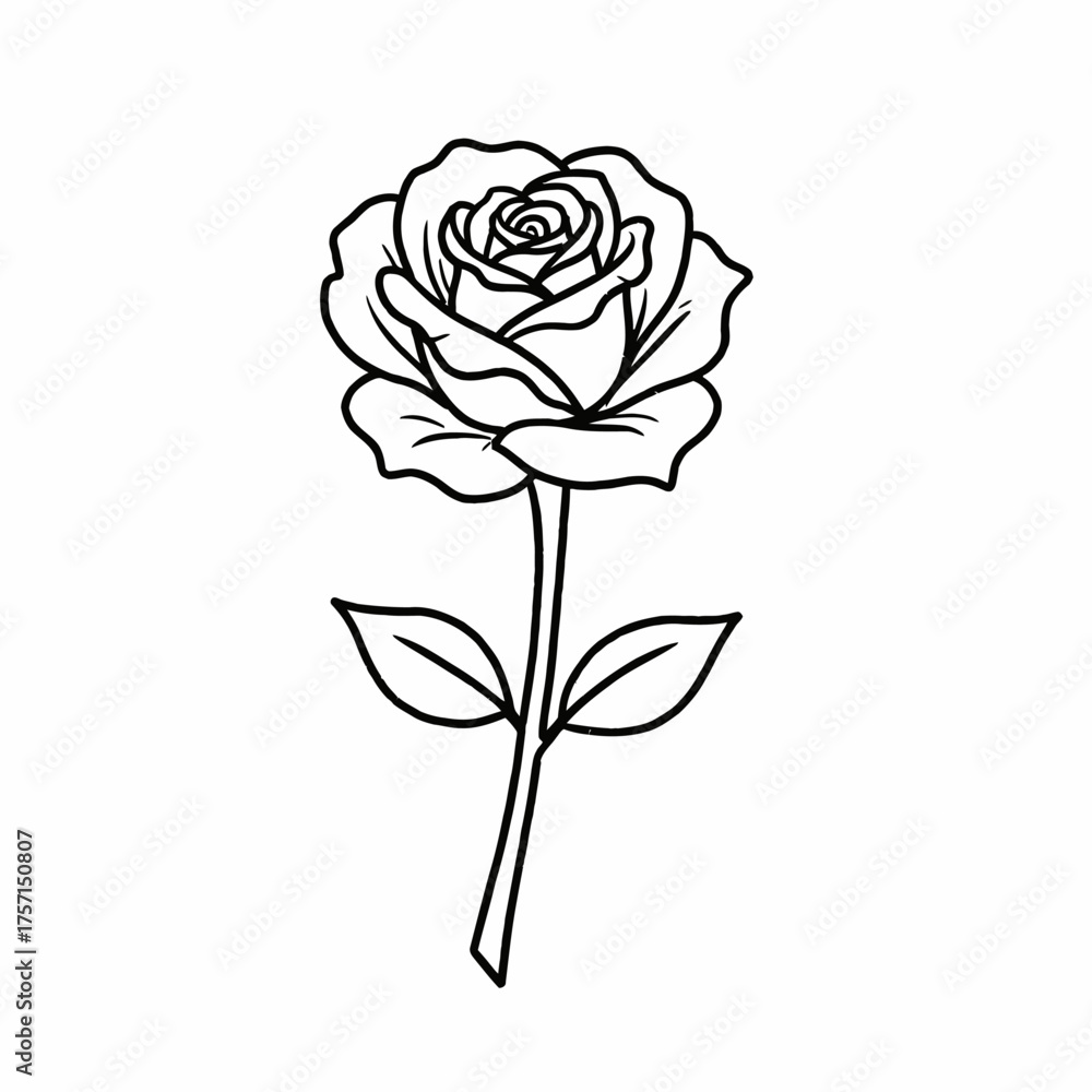 Fototapeta premium Elegant Rose Illustration - A Timeless Symbol of Love and Beauty.