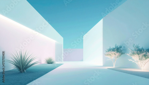 Futuristic outdoor garden minimalist plant beds