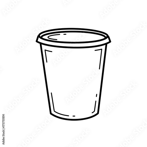 Simple drawing of a disposable cup with a lid, ready for beverages.