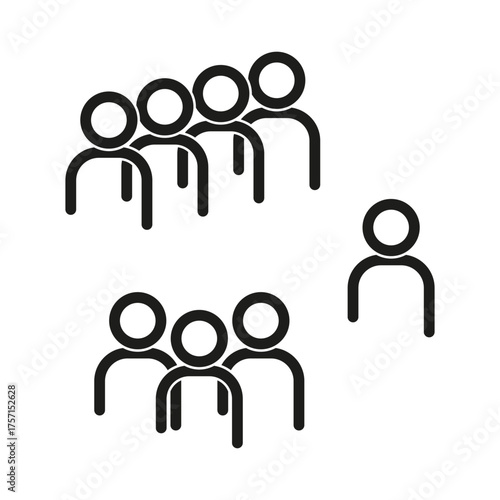People group icons. Simple figure symbol. Team hierarchy element. Vector social set.
