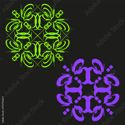Set of vector icons. Geometric labyrinth shapes. Modern decorative elements. Colorful abstract collection.