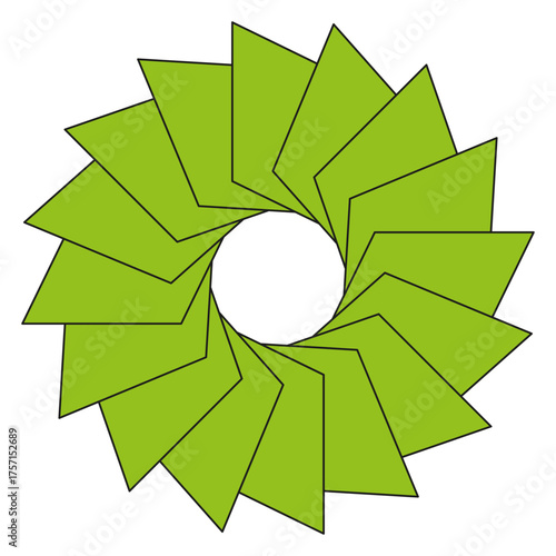 Abstract green shape. Geometric radial form. Decorative Vector element. Modern design illustration.