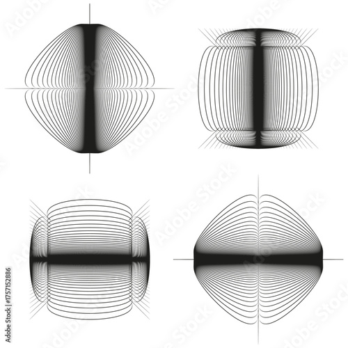 Abstract linear pattern. Swirl line illusion. Geometric vector art. Motion graphic symbol.