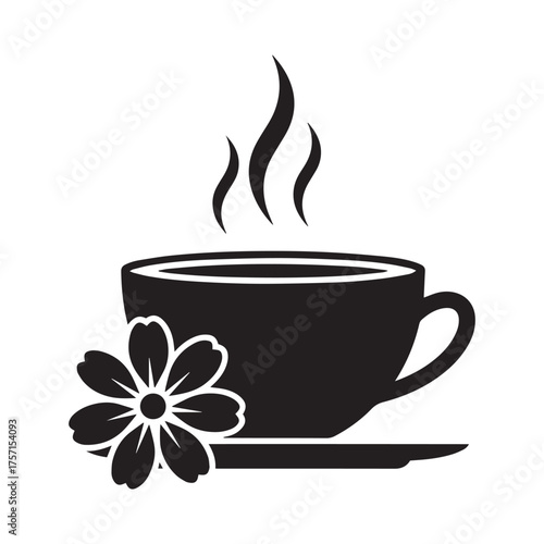Tea Cup Vector silhouette illustration.