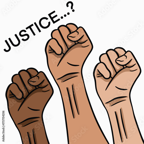 Protest Hands Raised with Clenched Fists Demanding Justice