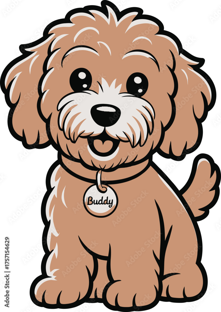 Fototapeta premium Cute cartoon a illustrator vector Labradoodle