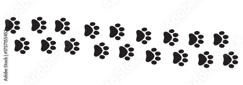 Pet paw icon set. Heart with dog, cat pet footprint. Paw print sign and symbolvector illustration.	
