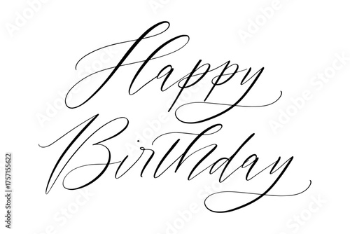 Happy Birthday - Happy Birthday handwritten text lettering on white background
