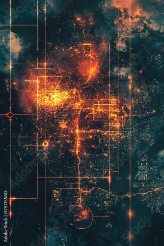 Satellite analysis reveals neon highlights of military movements in urban environment