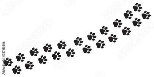 Pet paw icon set. Heart with dog, cat pet footprint. Paw print sign and symbolvector illustration.	

