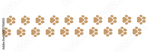 Pet paw icon set. Heart with dog, cat pet footprint. Paw print sign and symbolvector illustration.	
