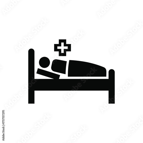 Silhouette of a patient in a hospital bed, representing illness, recovery, and medical care in a healthcare setting