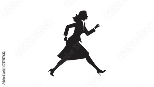 silhouette of a businessman woman running or walking fast 