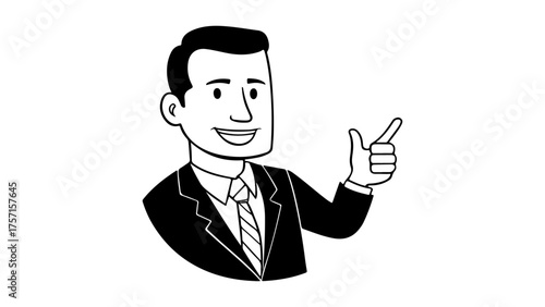 confident businessman pointing on something vector shape illustration 
