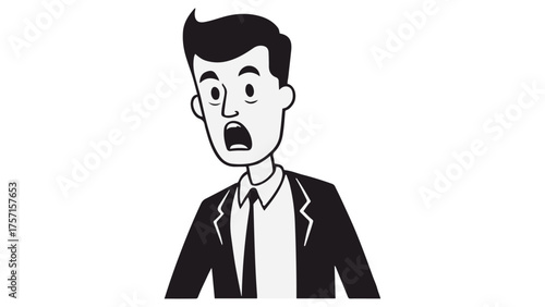 amazed businessman in suit with opened mouth shape vector illustration