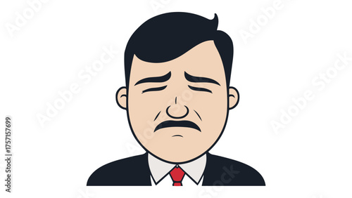 sad business man vector illustration sign with strong sadness expression on the face, sad businessman with strong expression of sadness in suit